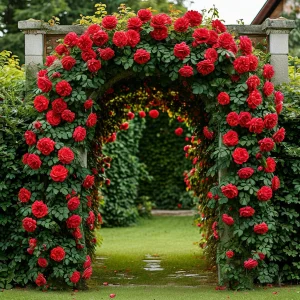 Роза плетистая Алый Триумф купить по цене от 319р. в интернет-магазине «Посадика» с доставкой почтой в в Ивделье и по всей России – [изображение №1].